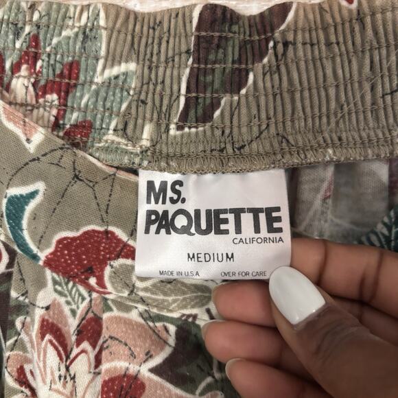 Vintage Ms. Paquette USA Two-Piece Top Flare Skirt Button Up Set Boho Floral-M - Picture 12 of 16